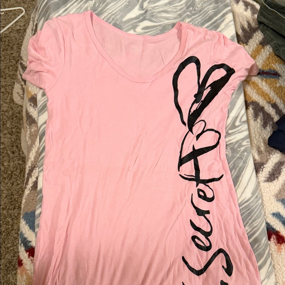 Victoria's Secret Pink Chemise with Black Heart Graphic